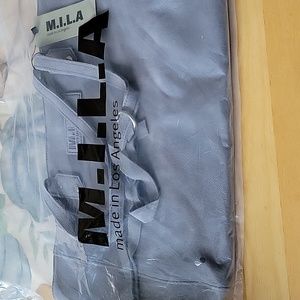 M.I.L.A. Luxury Suede Bag Tote  Demin Blue looks Gray